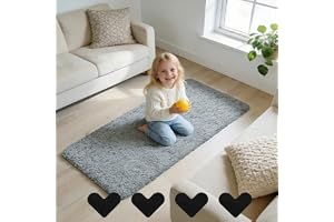 AUAUY Mattor Vardagsrum, 60 x 120 cm fluffiga lurviga sängkantsmattor för sovrum, smuttsäkra tvättbara mattor med 4 fästklist