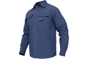 MAGCOMSEN Męska koszula taktyczna, na lato, z długim rękawem, oddychająca, wojskowa, szybkoschnąca, męska koszula funkcyjna, z odpinanymi rękawami