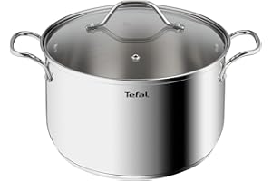 Tefal Intuition XL Grande marmite inox 26 cm / 6.5 L, Induction, Garantie 5 ans, Acier inoxydable 18/10 première qualité, Taille XL, Poignées robustes, Couvercle verre B8646304