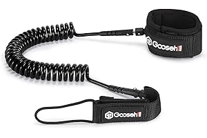 ‎GOOSEHILL Goosehill SUP Leash, Bequeme und sichere 6mm Sicherheit Fußschlaufe Surfboard Leine, Premium 10ft Coiled Surfboard Leash für Longboards, aufblasbares Stand up Paddling Borad, Kajak