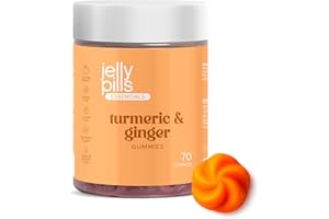 Jelly Pills Gummies Curcuma + Gingembre & Poivre Noir – 70 Gummies Véganes – Sans Sucres Ajoutés – Goût Orange – Soutien Digestif & Anti-Inflammatoire
