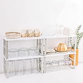 Porsima ORG-02 4-Piece Shelf Organizer - In-Cabinet Organizer Shelf - Plate Cup Shelf - Shelf Riser