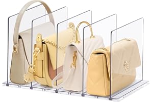 DoubleCare 5 Pezzi Organizer per Borse, Mensole Guardaroba，Divisorio per Ripiani in Acrilico TrasparenteSeparatori per Armadi Regolabili con Base, Perfetto per Borse, Cucine, Librerie, Armadi