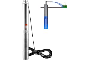 VEVOR Djup brunnspump, 750 W, vattenpump i rostfritt stål, flödeshastighet 7,1 m³/h, 75 m, med 9,1 m elkabel, IP68 vattentät