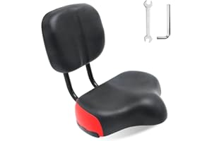 MOONCOOL Bike Seat with Backrest for Adults, Comfortable Bicycle Saddle with Suspension, Tricycle Seat with Backrest Fits MTB Mountain Bike, Folding Bike, Road Bike, Spinning Bike, Exercise Bikes