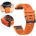 YOOSIDE for Garmin Fenix 5 / Fenix 6 / Instinct 2 Solar Watch Strap, 22mm Quick Fit Silicone Sport Waterproof Wrist Band for Garmin Fenix 7,epix 2, Forerunner 935/945,Approach S60/S62 (Orange)
