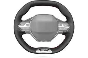 MEWANT Coprivolante in pelle PU e filo rosso per Peugeot 208 (GT/GT Line)/308 (GT)/308 SW (GT)/2008/3008/508/508 SW/5008/Rifter