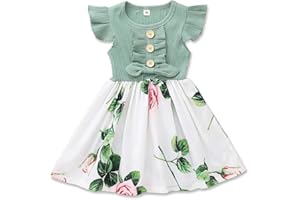 imKutie Toddle Girls Dress, Baby Girl Ruffle Sleeve Floral Dresses Holiday Photography Casual Dress for Age 1-8 Years