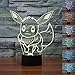 Produktbild Pokemon Go Pikachu 3D Nachtlicht 7 Farbwechsel LED Schreibtischlampe Touch Weihnachtsgeschenk(Pattern D)