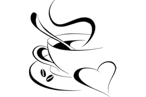 Grandora Wandtattoo Kaffetasse Herz I schwarz (BxH) 40 x 45 cm I Kaffee Tasse Bohnen selbstklebend Küche Aufkleber Wandaufkleber Wandsticker W3040