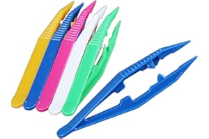 DIVONO 20 pinzette di perline da stirare, 10 cm, in plastica leggera, per raccogliere e posizionare perline, pinzette per bambini, in plastica, colorato, facile presa, giocattolo per perle, artigianato,