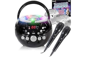 Mr Entertainer Boombox Karaoke Machine with built in light & bluetooth includes Big Hits of kids party & 2017 CDG Hits pack