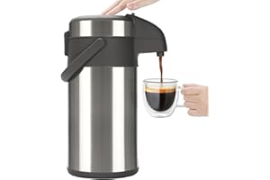 Olerd Thermos a pompa per caffè, 4 l, in acciaio inox, dispenser per bevande calde e acqua calda, caraffa per caffè e tè, perfetta per caffè e tè