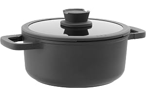 BergHOFF LEO STONE Cast Aluminium Saucepan with Non-Stick Lid 24x11 cm | Recycled Aluminum CeraGreen PFAS & PTFE Free Cookware, Stay Cool Handle, Spoon Rest, Induction Ready Soup & Stews Pot