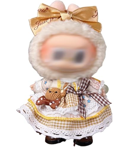 Puppenkleidung Für 17 Cm Plüschfiguren - Handgenähtes Rüschenkleid Mit Schleife Für Sammlerpuppen