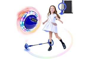 PASLFC Swing Wheel mit Lichtrad, Blinkender Springring mit Zähler Timer Kalorienzähler,Blinkender Sprungball,Faltbarer Ankle Skip Ball,Jumping Ball and Skipping Rope,Sport Sprungball(Blau)