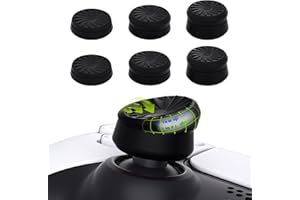 PlayVital Capuchon pour ps5 Manette Protection Stick Analog pour ps5 Edge,Thumbstick Cover pour ps4,Turbine Joystick Grips Caps pour Xbox Core/Xbox One/Elite Series 2/Switch Pro-Noir,3 Paires
