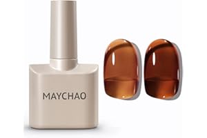 MAYCHAO 15ML Jelly Sheer Tortoise Gel Nail Polish 1Pc Transparent Hot Cocoa Amber Gel Polish Soak Off UV LED Translucent Nail Polish Nail Art Starter Manicure Salon DIY at Home