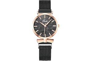 Basfur Montre-Bracelet pour Femme, Montre pour Femme conçue à la Mode, Montre analogique à Quartz pour Femme avec Bracelet en Acier Inoxydable