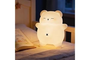 ‎MQFORU MQFORU Nachtlicht Kinder, Geschenke für Kinder und Babys, Night Light Größer Schnarch-Bär Nachtlampe Stilllicht, Nachttischlampe Silikon, Nachtlampe Dimmbar, Akku mit USB-C Aufladbar