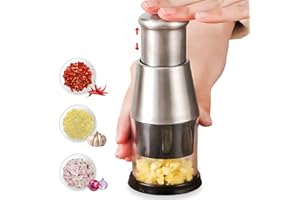 TONGFENG Prensa De Ajos De Acero Inoxidable 304, Picador Manual Alimentos, Cebolla Ajo Vegetal Acero Inoxidable, Cebolla Prensa Manual, Cortador Manual De Ajos, Picador De Cebolla Prensada, Triturador De Ajo