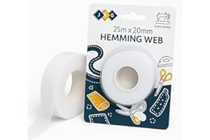 JKG® 25 meters IRON ON HEMMING WEB TAPE - EXTRA STRONG - Perfect for Ironing, Bonding, Patching clothing, Fabric fusing - School badges, trousers etc - NO SEWING REQUIRED (25m x 2cm)