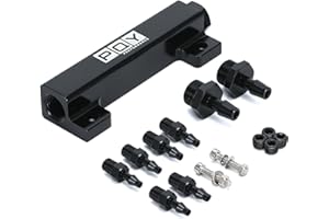 PQY 6 Port Vacuum Block Intake Manifold Kit Intake Fuel Wastegate Turbo Boost 1/8NPT for Racing Vacuum Manifold Black