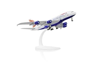 QIYUMOKE Airbus A380 1/300 British Airway Diecast Metal Airplane Model with Stand Sky Jumbo Airliner Alloy Model Kit for Aviation Enthusiast Gift