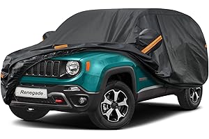 Kayme Telo Copriauto da Esterno, Compatibile con Jeep Renegade (2014-2025), Copertura a 7 Starti per Impermeabile Anti UV Anti Vento Antipolvere, Telo Copri con Cerniera e in Cotone.
