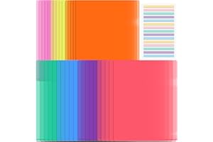 HUOANPO 35 Pochette Coin Transparente A4,Pochette Plastique A-4,Pochettes Plastiques Perforées,Idéal Pour Projets, École, Bureau et Maison. 7 Couleurs, 300 Marque Page Index Multicolores Inclus.