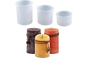 GYTFOG Candle Moulds for Candle Making, 3Pcs Mini Candle Mould Silicone Candle Moulds, Large Medium Small Resin Candle Holders, for Candle Making Pillar Cylinder Moulds for Home Decor, Wedding, Birthday Part