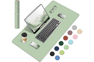 BLESWIN Non-Slip Desk Pad, Natural Cork and Leather Desk Mat, Wide Portable Mouse Pad, Easy to Clean, Mouse Pad for Office/Home/Detector (Light Green, 60 x 34 cm)