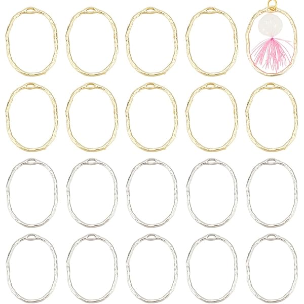 M METERXITY 10pz Aperto Lunette per Resina - Cavo Cornici Lega Ovale Forma, Applicabile a Fai-da-Te Artigianato Ciondoli Pressato Fiori (Dorato