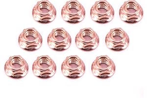 F SEASON 12x Auto Auspuff Krümmermuttern Kopf Bolzen Mutter M8 Sechskant Kupfer selbstsichernde Werkzeuge, Kfz-Auspuff Sechskantmutter M8