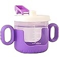 MINI SOUL Cute Design Training Cup for Babies, Anti-Spill Drinking Cups, BPA Free Food Grade Material Drinking Cup, Water Cup with Handles, 300ml, (Pack of 1, Purple)
