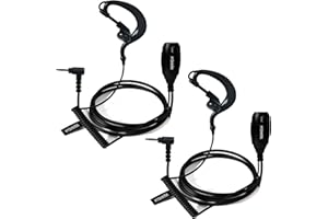 HYSHIKRA Casque Audio 2,5 mm 1 Broche en Forme de G avec Micro Big PTT, Compatible avec Motorola TLKR T60 T62 T81 T80 T82 Extreme Hunter HYT TC-320 Oreillette Radio bidirectionnelle pour sécurité (2)