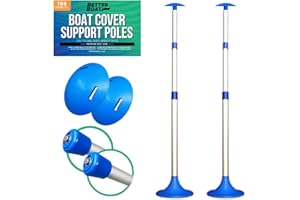 BETTER BOAT Boat Cover Support Poles 2 PK Support Systems - Two Adjustable Small to Large Posts Boat Cover Pole for Jon Boat Pontoon Boat Cover Aluminum Boat Tarps Bimini Tops Marine Grade