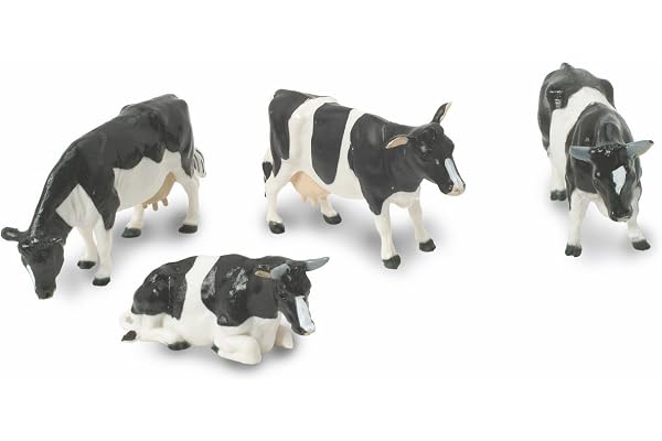 Britains Tomy- Vaches Noires et Blanches-Échelle 1/32-Lot de 4, 152162