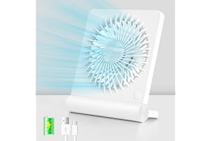 ibell Ventilador de Mesa USB,Mini Portatil de Ventiladores silencioso,velocidad del viento ajustable en 3 niveles,ángulo ajustable de 220°,batería recargable de 2000 mAh,Oficina,dormitorio,hogar