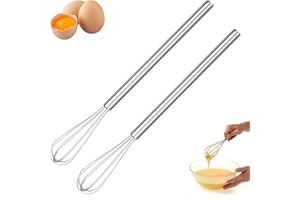 KAIYAYA 2 Stück Mini Schneebesen Edelstahl 26,5 cm Kleiner Rührbesen mit Edelstahlgriff, Qualität Schneebesen Klein für Mischen, Schneebese, Schlagen, Aufschäumen und Rühren