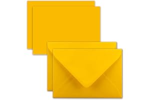 FarbenFroh by GUSTAV NEUSER Set di 25 biglietti con busta, formato DIN A7, 10,5 x 7,3 cm, giallo con buste per lettere, C7, incollaggio a umido, ideale come regalo