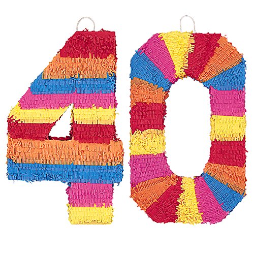 Piñata Zahl 40 - der knallbunte Partyspass für einen tollen vierzigsten Geburtstag