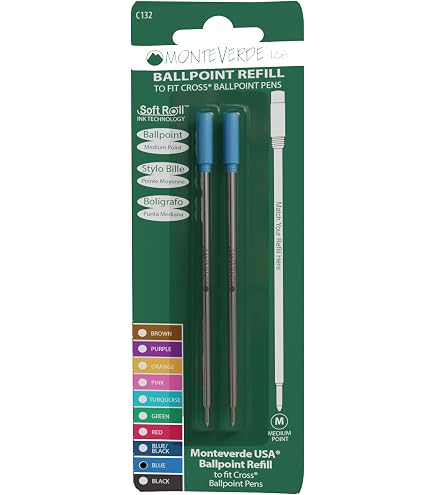Monteverde P132OR Kugelschreiber-Mine Für Parker – Weich Schreibend, Orange, 2 Stück