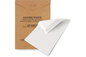 TIKXLAFE Papier Cuisson Feuilles Prédécoupé, Découpes de papier sulfurisé,200 pièces Baking Paper,22.9 x 33cm papier sulfurisé blanc,papier à beurre antiadhésif papier ciré pour cuire, cuisiner, rôtir