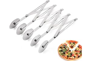 XIZHI Cortador de repostería de acero inoxidable de 5 ruedas, cortador de pizza expandible, cortador de hornear ajustable, divisor de masa de galletas