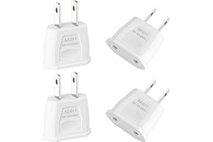 OCCOUMR 4 Stück Reiseadapter, Adapterstecker, EU to US Adapter, Adapter USA Deutschland Stecker, Reisestecker USA, für USA, China, Kolumbien, Japan, Kanada, Mexiko, Kanada, Mexiko (Weiß)