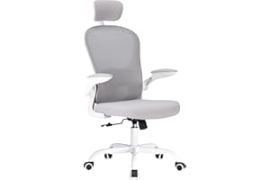 Farini Ergonomic Office Chair with Adjustable Headrest, Lumbar Support & Flip-Up Armrests – High Back Computer Chair for Home & Office Use, White