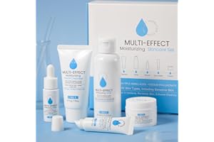 LAIKOU Set Skincare Viso Completo Idratante, Set Regalo per la Cura Della Pelle Donna, 5 Pezzi Kit Skincare Viso Completo con Detergente, Tonico, Crema per Gli Occhi, Siero, Crema