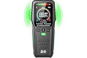 RDINSCOS Medidor de humedad digital no invasivo, detector de fugas de agua para pared, madera, edificio, leña, probador de humedad (negro)
