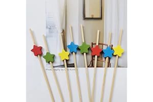 ANICY 100 spiedini finger food – 12 cm amore bambù Pick – Buffet Cupcake frutta forchetta party dessert insalata stick cocktail spiedo per decorazioni (stelle di colore misto)